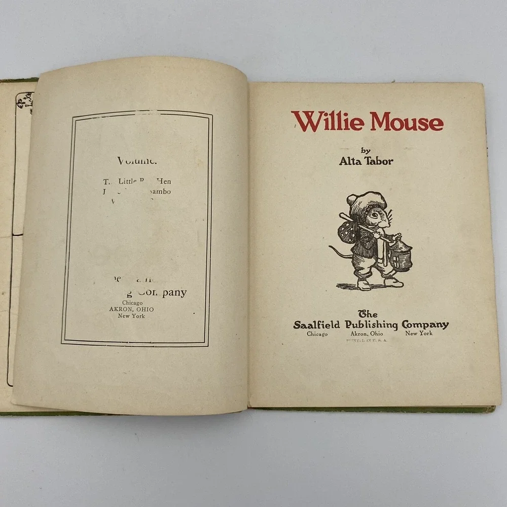 Antique Willie Mouse by Alta‎ Tabor 1927 Children's HC Illustrated Ernest Aris
